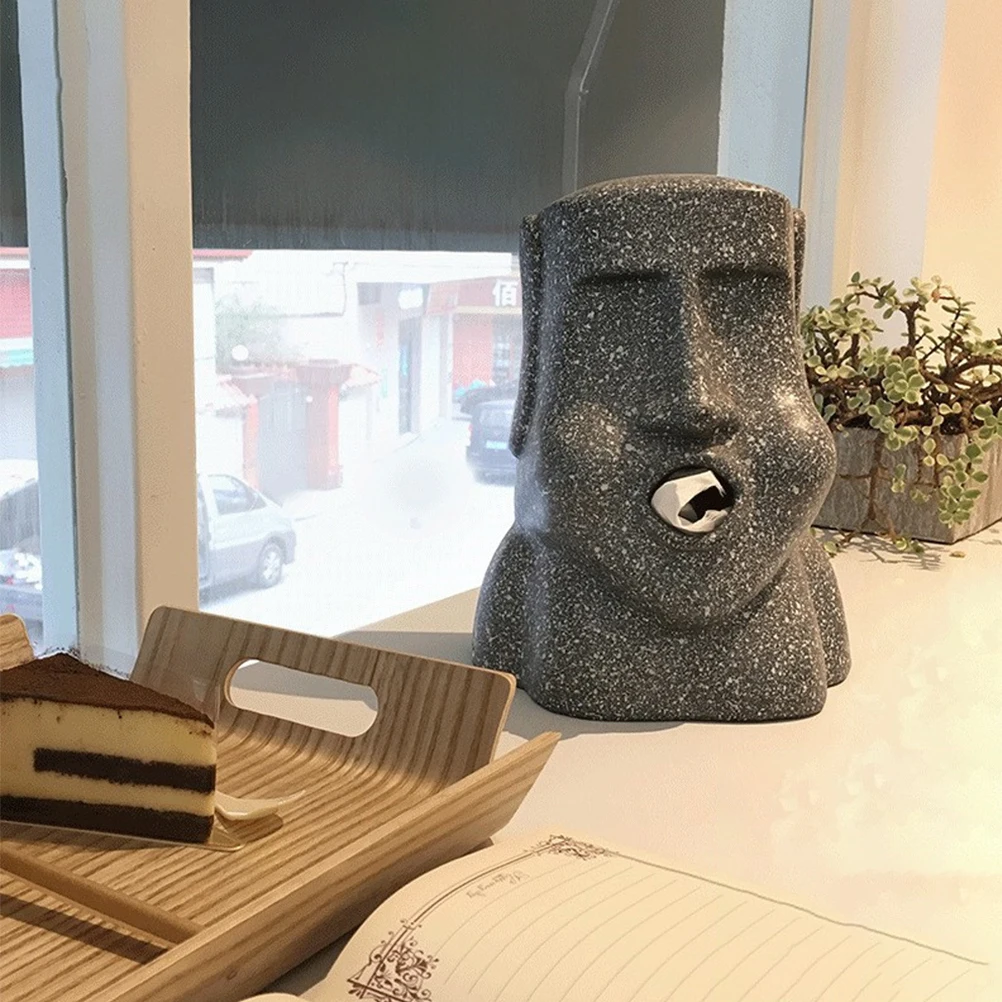 

Moai Tissue Box Holder Resin Creative Paper Towel Napkin Holder Bedroom Kitchen Home Decor Unique Desk Accessory Innovative