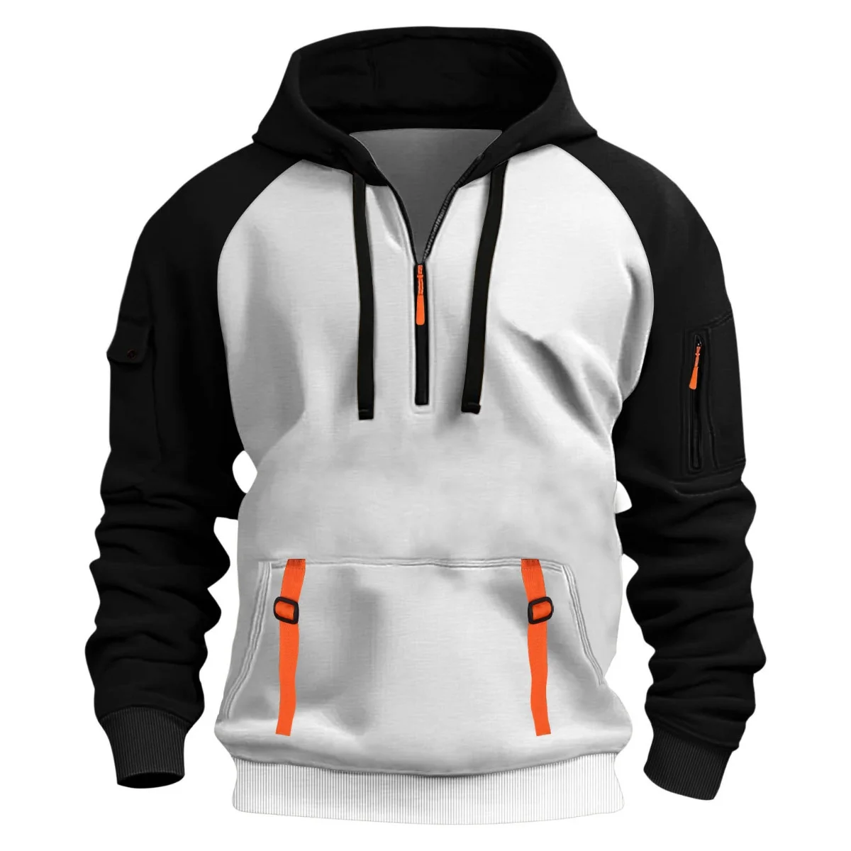 

Men's Casual Jacket Street Style Fluorescent Zipper Loose Large Pocket Fashionable Sports Hoodie Fall/Winter Collection