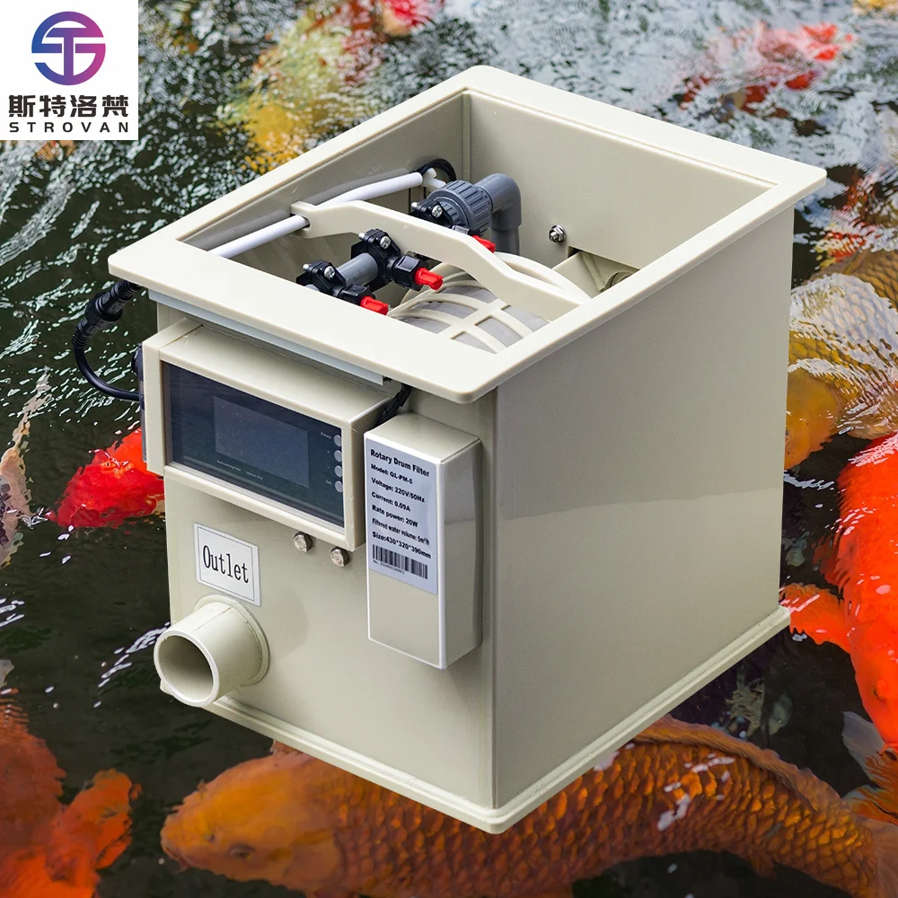 5m3/h Mini Rotary Drum Filter for Koi Fish Pond AquariumMicro Drum Filter Pump Water Treatment for Arowana