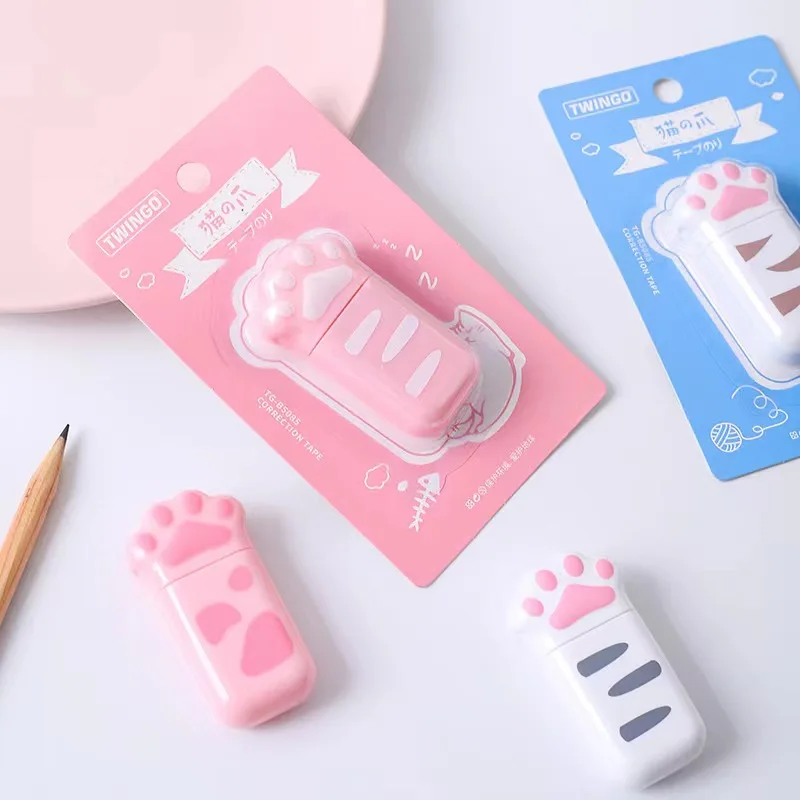 Cat Paw Utility Knife Correction Tape Rubber Eraser Ruler Cute Stationery Set Kawaii Cartoon Office School Supplies