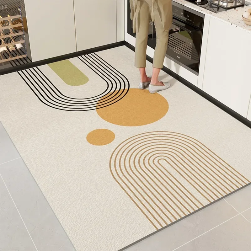 Kitchen Pvc Waterproof Oil-proof Carpet Washable Wipeable Floor Mat Area Non-slip Long Rug Modern Home Decoration Soft Foot Mats