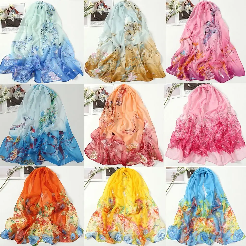 1pc Ladies Chiffon Scarf Summer Beach Sarong Scarf Hijab Shawl Head Wrap Accessories Beach Tracel Silk Scarf Gift