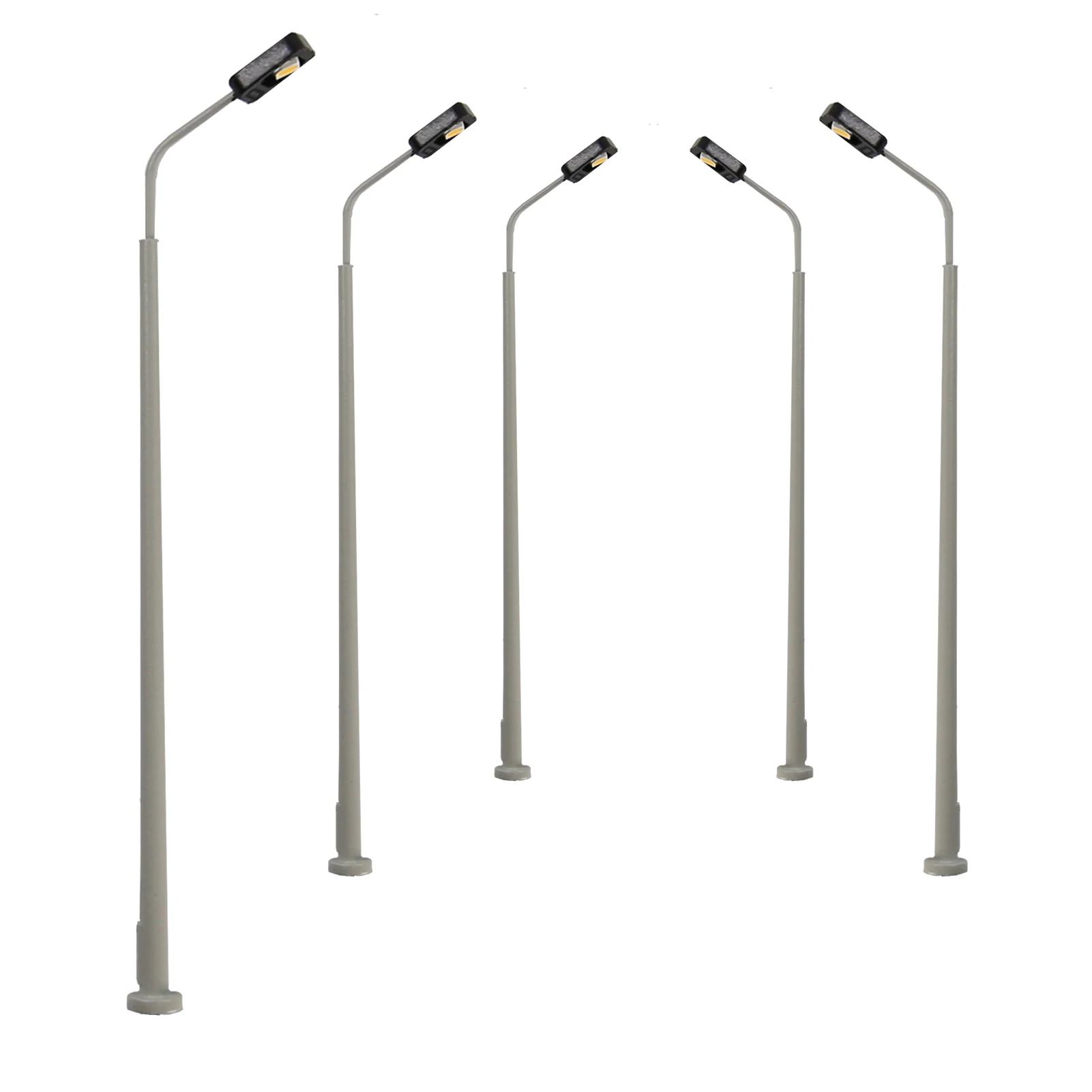 Evemodel 5 peças Lâmpadas de Rua de Metal Prata Escala N HO LED Branco Quente com Resistores para 12V LD16