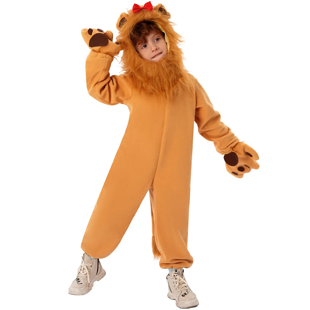 

Children Kids Cosplay Lion King Costume for Boys Deluxe Full Set Halloween Carnival Purim Animal Themed Party Fancy Dress Fleece