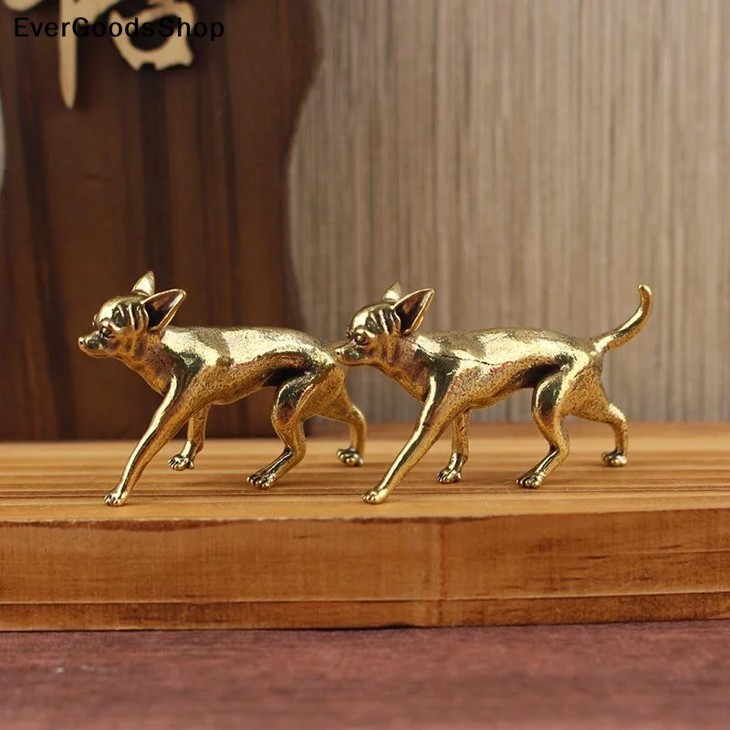 New Animal Brass Ornaments Hairless Dog Puppy Entrance Coffee Table Decoration Decoration Hairless Dog Animal Desktop Ornaments