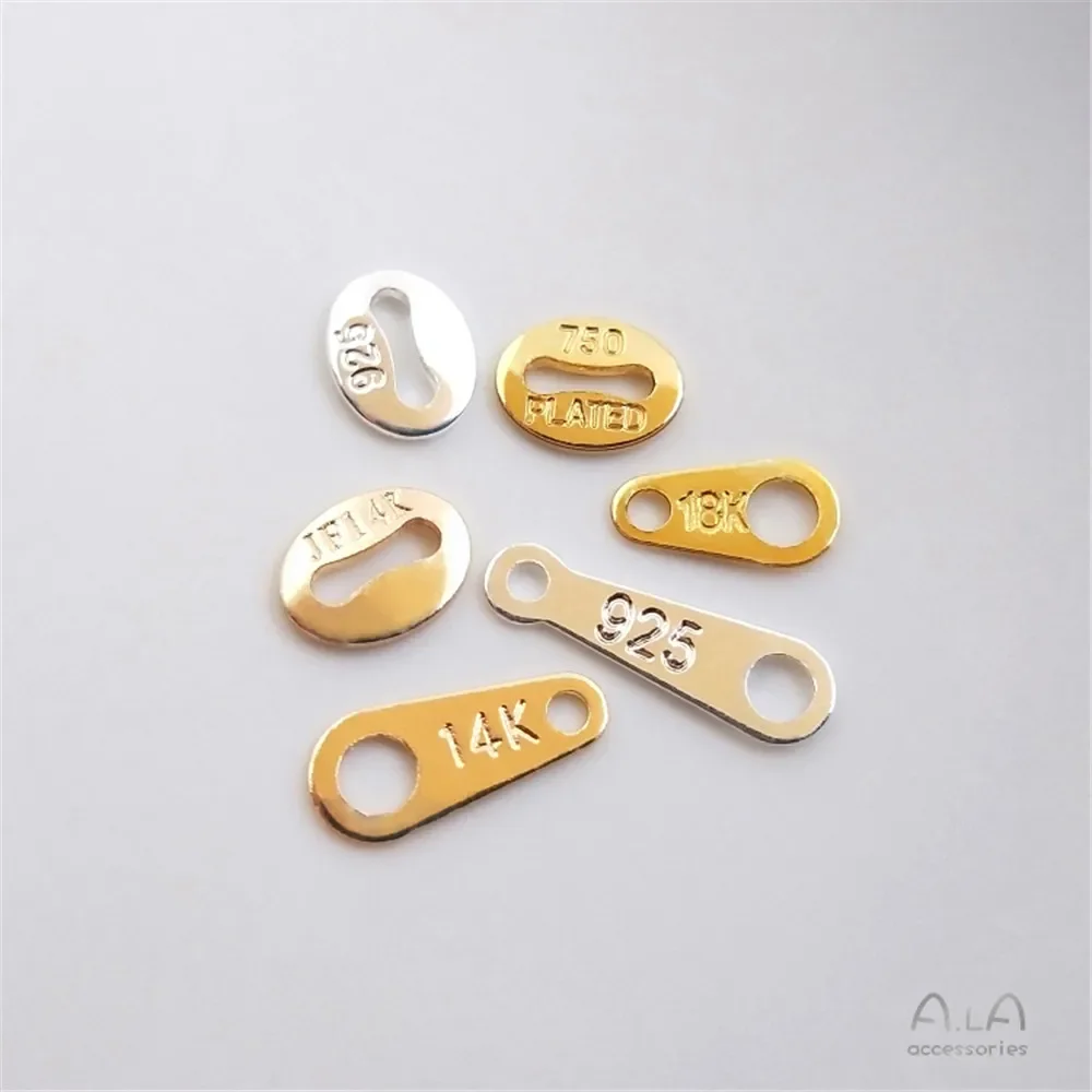 14K 18K Plated Gold Engraved Label Accessories Connect End 8 Figure Buckle Piece DIY Accessories