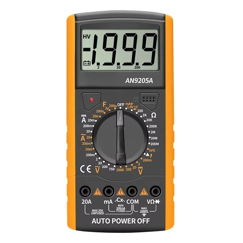 AN9205A LCD Digital Multimeter Transistor Tester Capacitor Tester Automotive Electrical Capacitance Meter Temp