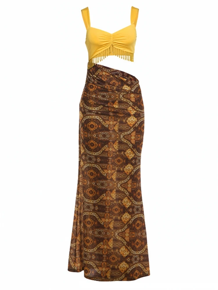 

Elegant Cover-up Women V-Neck Maxi Dress Fashion Sleeveless Flower Dresses Evening Ladies Street Party Vestidos Summer Autumn