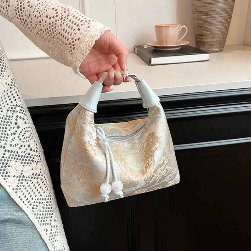 Vintage Reißverschluss Canvas verstellbare Cheongsam Tasche Schulter Umhängetasche Modeaccessoire bestickte Handtasche im chinesischen Stil