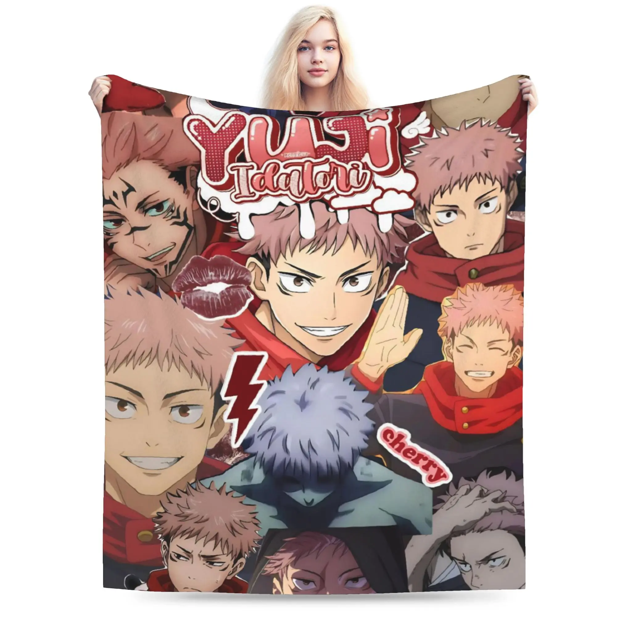 Super Soft Itadori Yuji Throw Blanket Premium Flannel Fleece Lightweight  JJK Anime  Bed Blanket Cozy Fluffy Blankets All Season