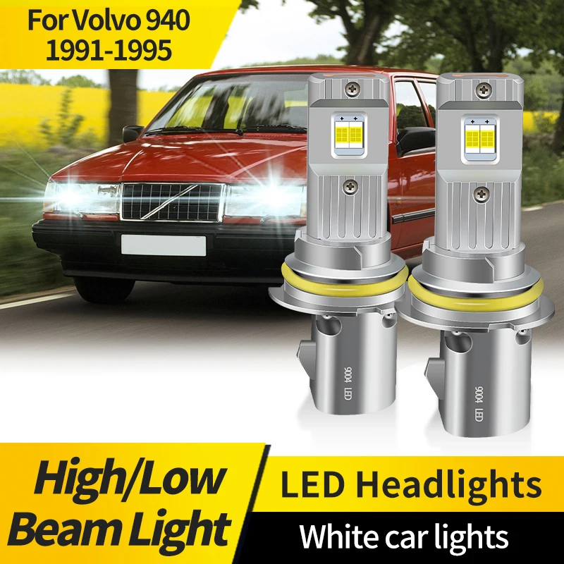 

2PC For Volvo 940 1991-1995 LED Headlight Bulbs 9004 HB1 30000LM White Bright Headlamp 6000K Car LED Lamp With Fan Plug & Play