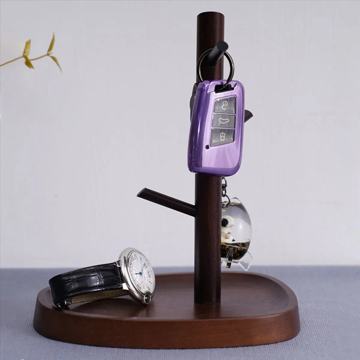 【coupon-】{0}solid-wood-round-multifunctional-entrance-ornaments-key-storage-rack-dressing-table-desktop-storage-rack-key-rack