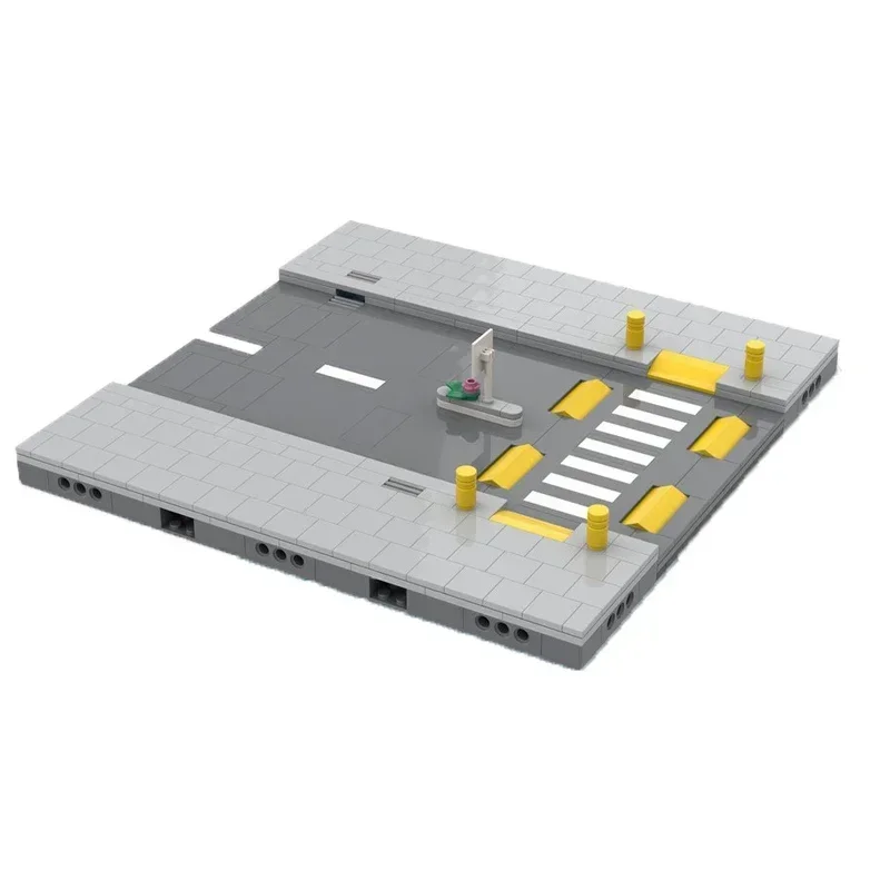 Street View Model Moc Building Blocks Straight with Bicycle Lane and Crosswalk Technology Modular Brick DIY Assembly Toy Gifts image 3