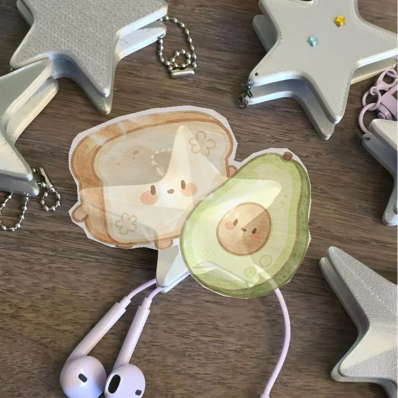 Cable Winder Keychain - Y2Kスターシェイプイヤホンケーブルワインダー、インスタ風ポータブルコードホルダー、キーチェーン付きヘッドホンケーブルオーガナイザークリップキーリング