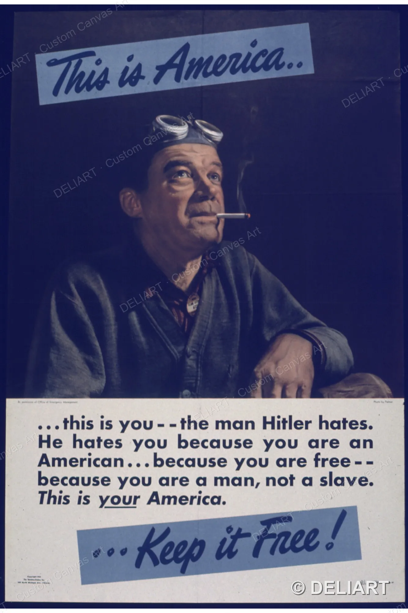 THIS IS AMERICA... THIS IS YOU... THE MAN HITLER HATES Vintage WWII Propaganda Canvas Wall Art Poster Print Home Decor Unframed