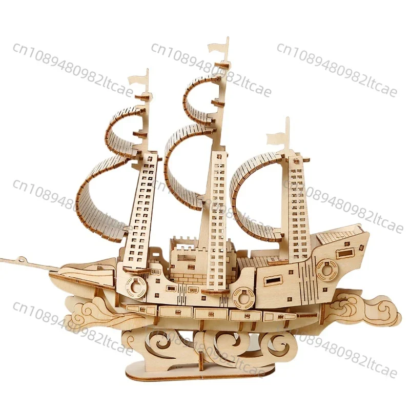 DIY Handmade Wooden Ocean Sailboat Model 3d Three-dimensional Puzzle Gift Tabletop Decoration