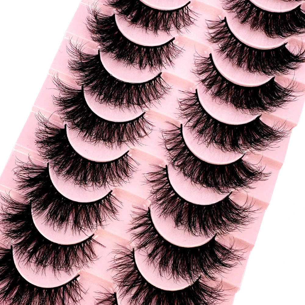 Realistic Cat Eye Lashes 10 pairs 8D Faux Mink Eyelashes Winged End Eye Elongated Fake Lashes Soft Natural Long Lashes Make up