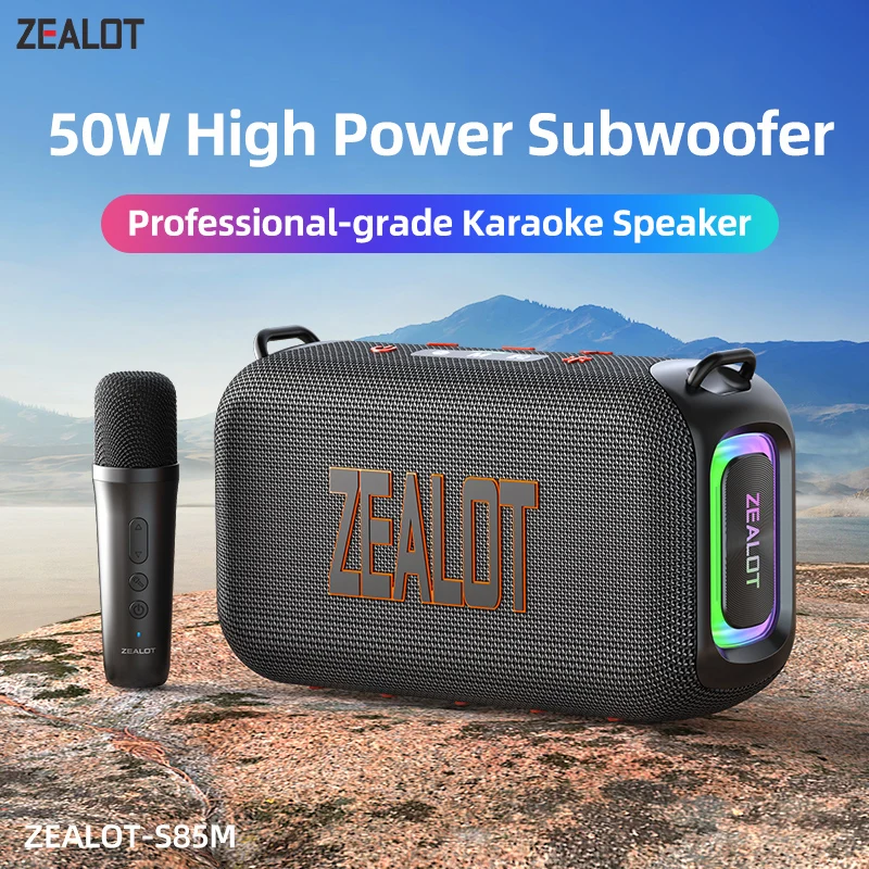 Zealot-S85 Karaoke Portable Bluetooth Speaker, Wireless Portable Speaker with 1-2 Microphone, Karaoke Machine for Home