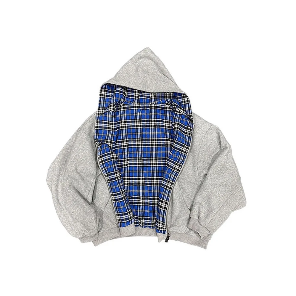 Sweat à capuche Double face avec fermeture éclair, haut à la mode, Style de rue, vêtements transcontinentaux, automne hiver, tendance, article unique