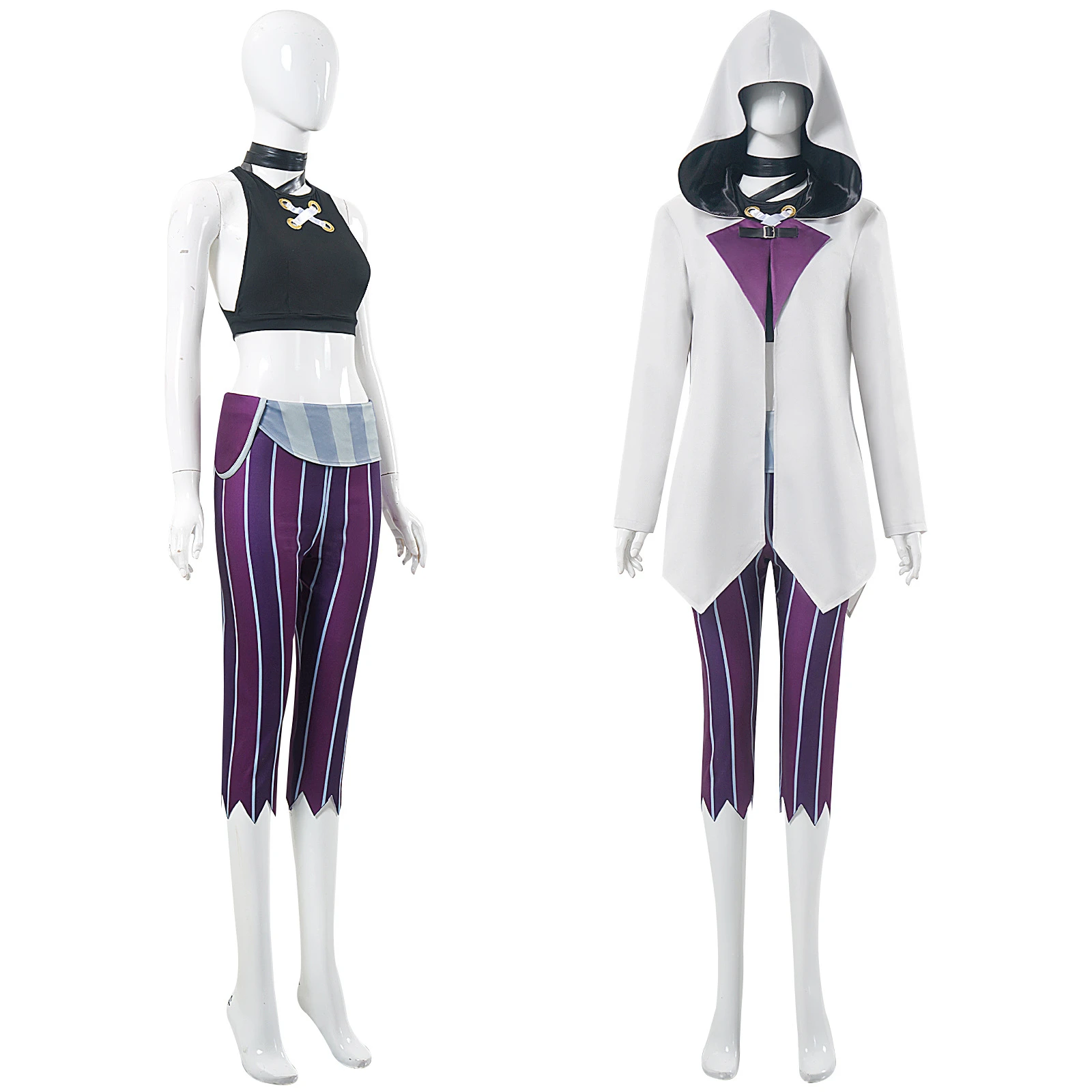 

Jinx Cosplay Costume Vest Purple Pants with Hat Full Set for Halloween Party