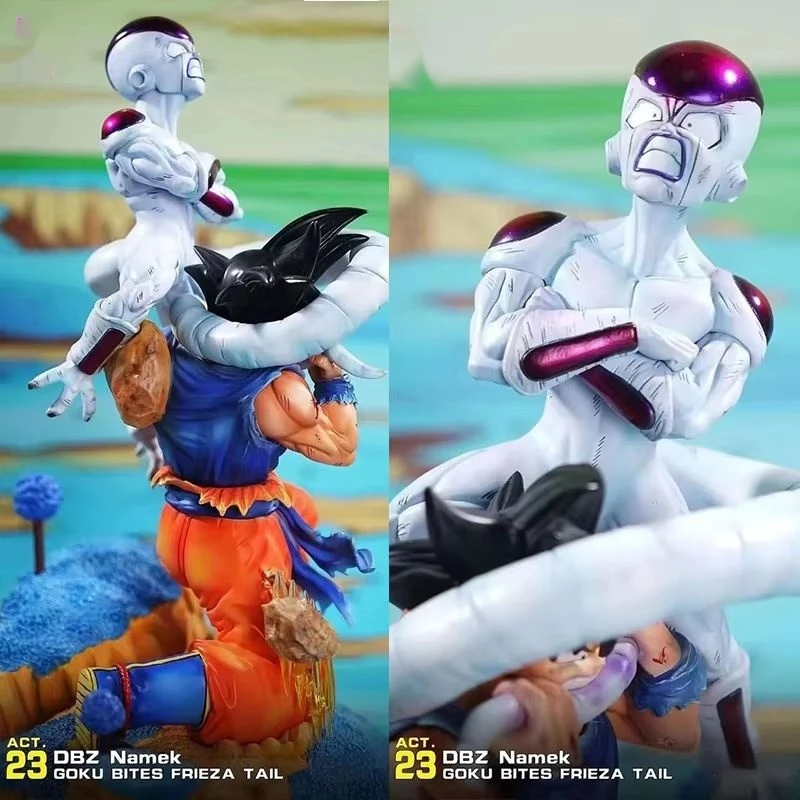 

Bandai Dragon Ball Son Goku 10,62 дюйма, анимационная фигурка из ПВХ, показ с статуей Frieza Super Saiyan, игрушка в подарок