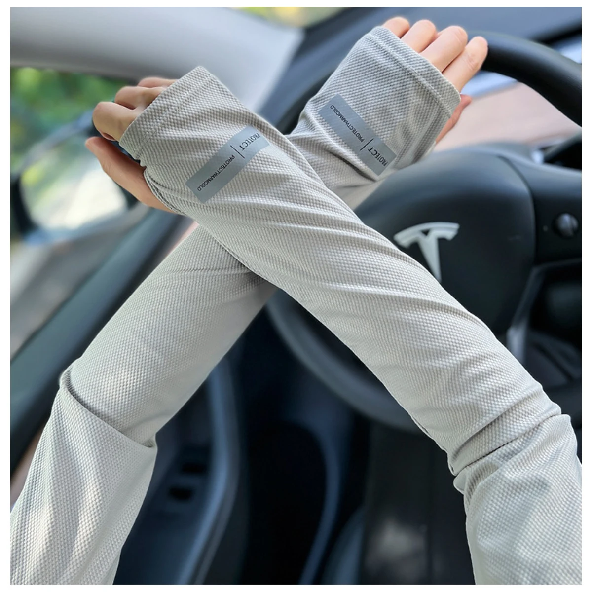 UV Solar Arm Sleeves Men Cycling Mask Long Sleeve Ice Silk Driving Arm Cover Sun-protective Summer Women Anti-Sunburn Cool Muff view 4