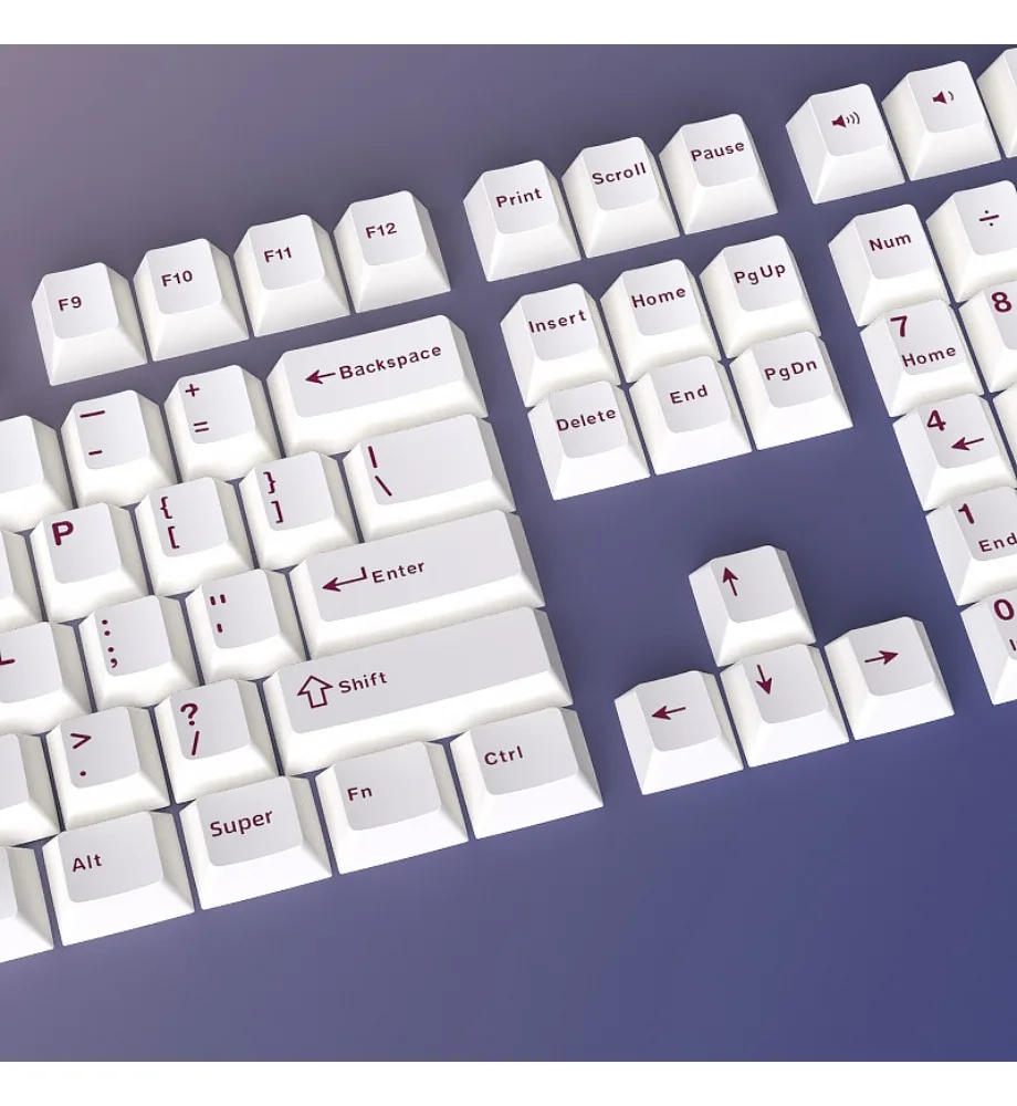 Keycap White keycap PBT material is engraved small full set of 126 keys original height two-color trend