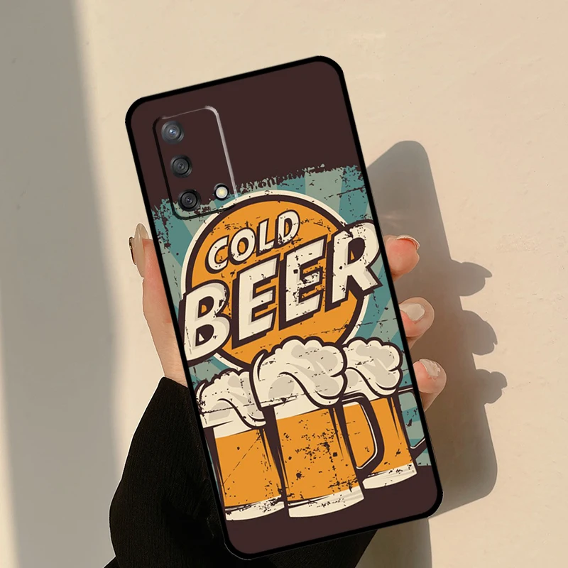 Time Drink Cold Beer For OPPO A74 A54 A94 A53S A54S A31 A5 A9 A52 A72 A91 A93 A96 A15 A17 A57 A77 Phone Case