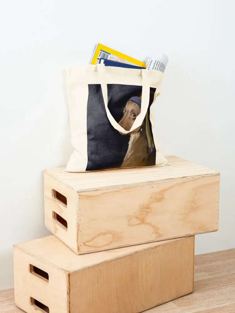 Vermeer Dog - Dog with a Pearl Earring Tote Bag Handbags tote bags cloth bags Candy bags women bag