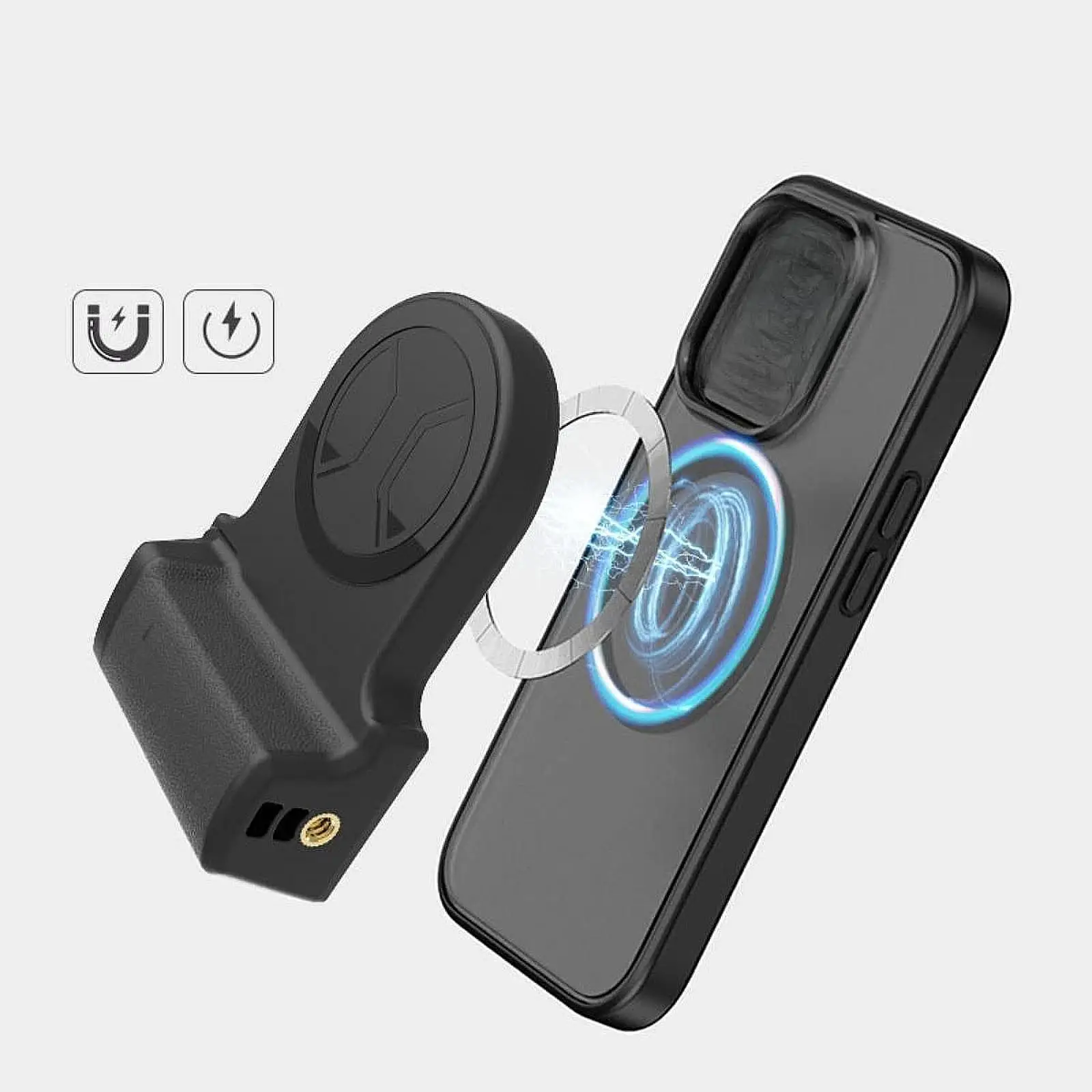 Detachable Magnetic Phone Camera Grip Handle BT Remote Shutter Control with 1/4 Screw Nut Tripod Mount Portable Holder for Vlog