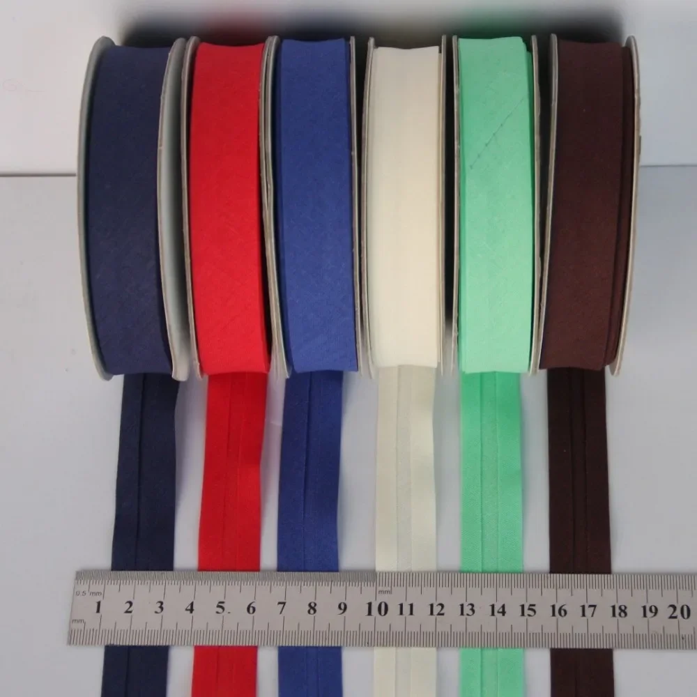 Cotton Bias Fold Tape Webbing  Flange Piping Trim Binding Covered Insertion Tap Sewing Textile Clothes Ribbon 2cm 25 yard