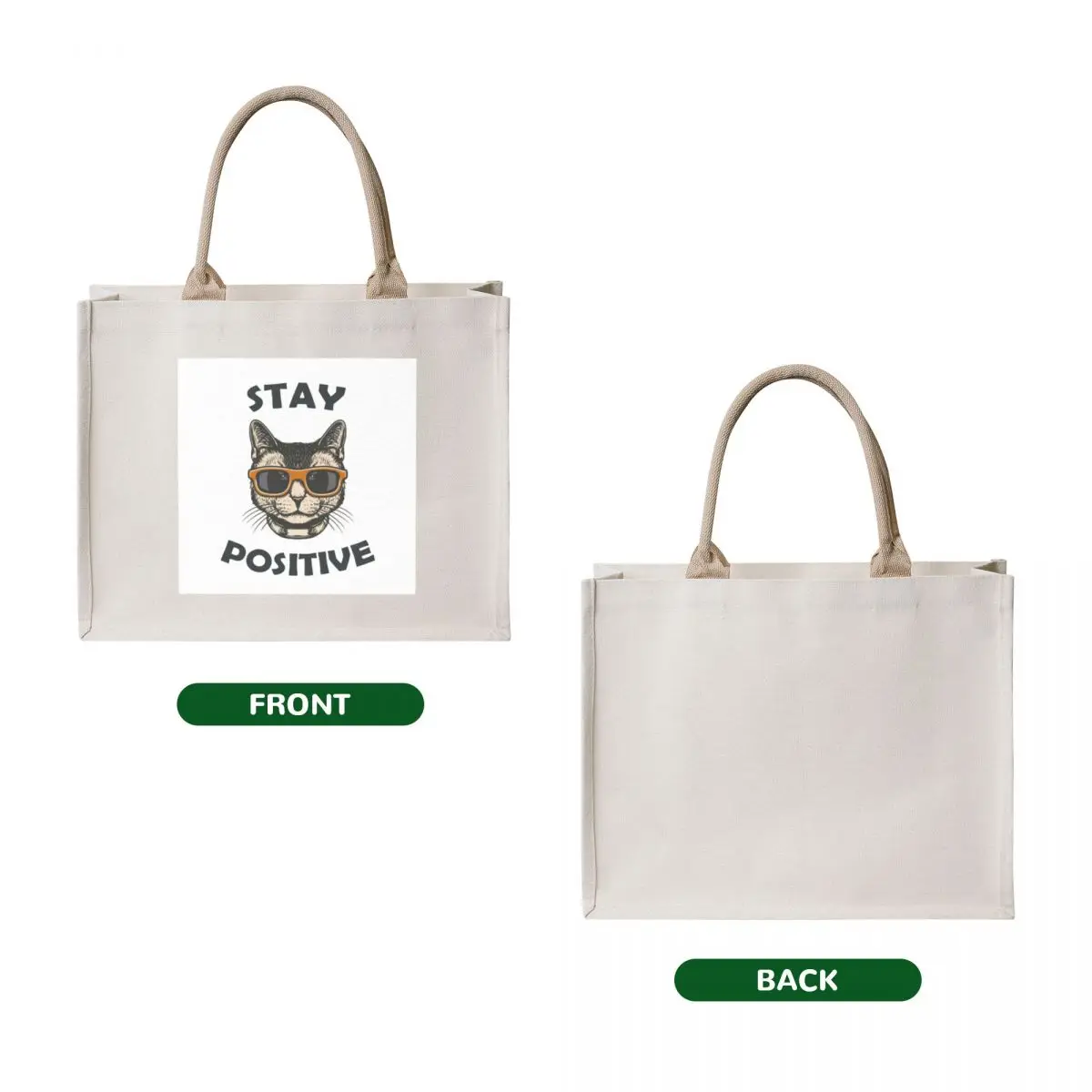 Cat, Stay Positive, Katze Tote Bag canvas bags sacs de shopping bags luxury women Custom bag