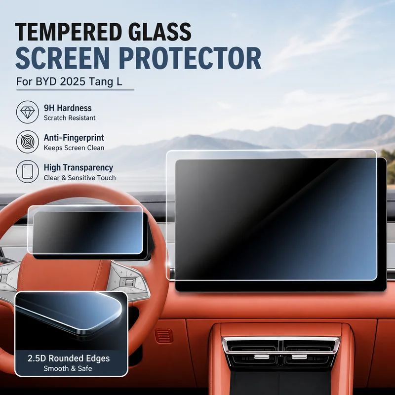 For BYD 2025 Tang L Tempered Glass Screen Protector, DMI DMP Center Console Film, EV Interior Decor Modification Accessory