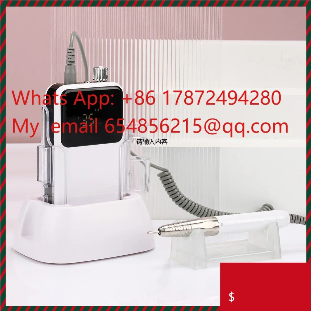 Pure White 85w Rechargeable Nail Drill Machine Sander Manicure Tool Quiet Brushless 35000rpm Cordless Drilling Base White in Set
