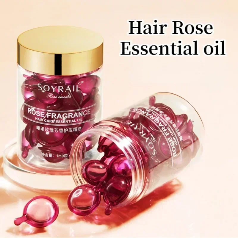30 قطعة زيت الورد العطري السلس حريري الشعر فيتامين كبسولة علاج مغذي إصلاح مصل الشعر التالف تعزيز