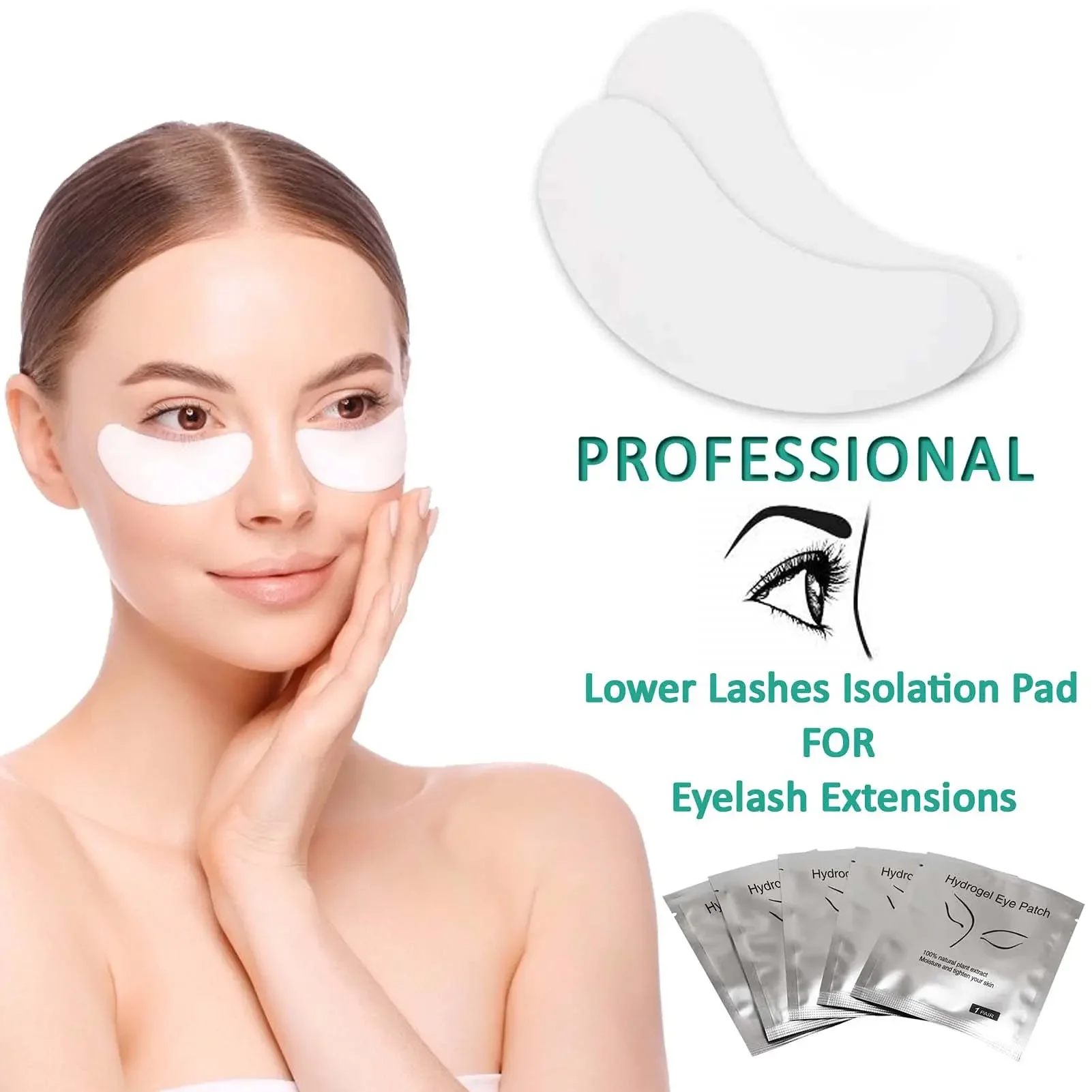 100 pares de adesivos para extensão de cílios, adesivos de hidrogel para enxertia de cílios sob almofadas para os olhos, ferramenta de maquiagem para extensão de cílios