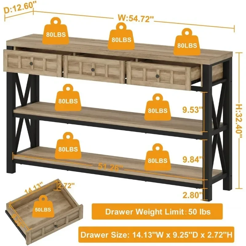 Industrial Style Entryway Console Table,  Farmhouse Hallway Table and Sofa Table Behind The Sofa,Living Room Furniture