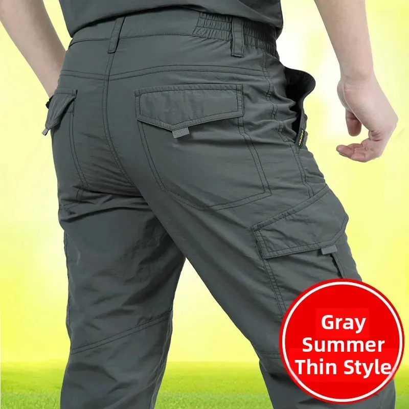 

Qui Dry Men's Summer Outdoor Climbing Pants Thin Multi-ket Workwear Loose Fit Trousers Nylon Fabric k Sle Casual Pants