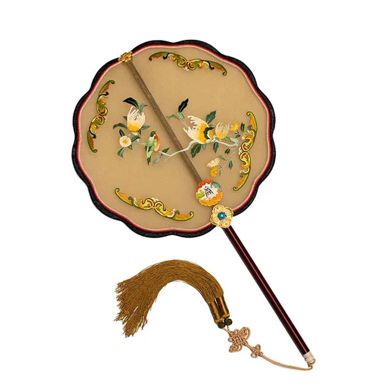 Suzhou embroidery group fan Chinese style embroidery classical palace fan national style double-sided embroidery craft fan