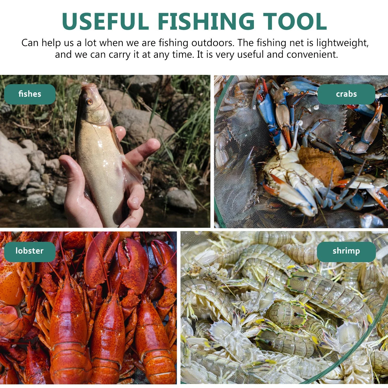 1Pcs Foldable Crab Fishing Net Hand Trap Practical Shrimp Lobster Fish Trap Portable Fishing Accessories Foldable Bait Net