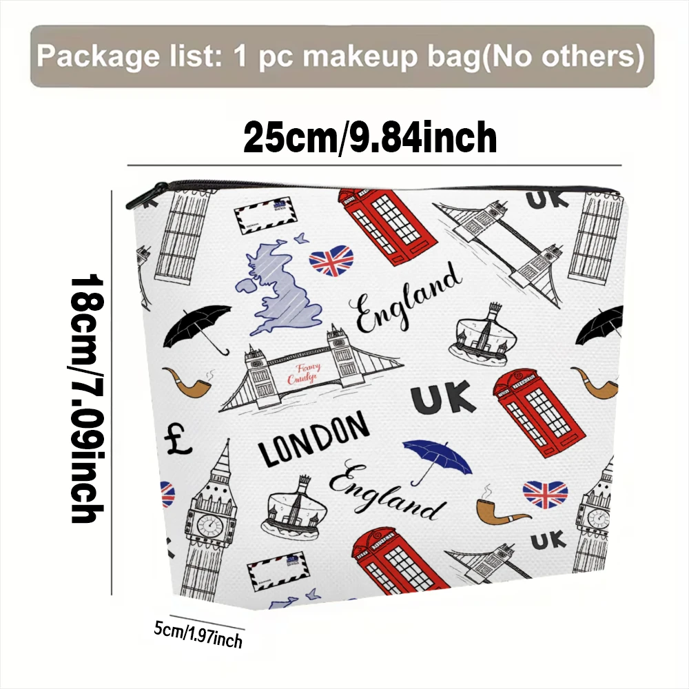 London England Uk Iconic Symbols Makeup Bags for Girls Cosmetic Pouch Toiletry Bag Pencil Case Travel Storage