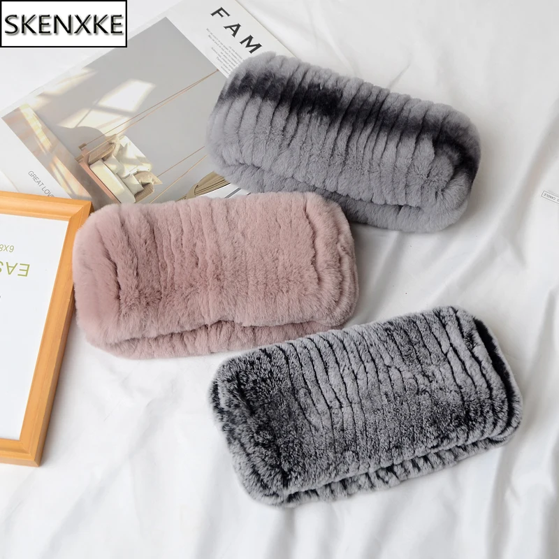 

Hot sale winter outdoor women real rex rabbit fur scarf Natural thick fur scarves Russia warm 100% real rex rabbit fur headbands