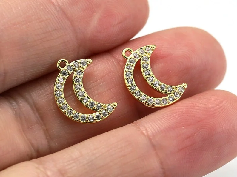 

10pcs Crescent Charms, Gold Moon Earring Charms, Jewelry Making, Earring Findings, Necklace Pendant, Real Gold Plated G025