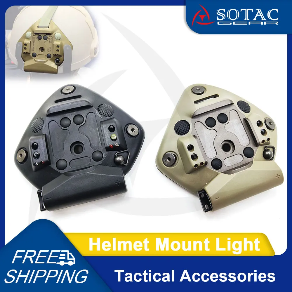 SOTAC GEAR Tactical Helmet Mount with Red Blue IR Light Long Bright Strobe Dried Cuttlefish Helmet Lights Accessories