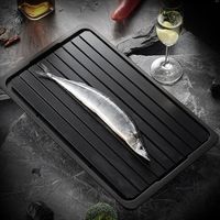 practical Aluminum Fast Defrosting Tray Rectangular Black Thawing Plate With Water Storage Box Meat Thaw Frozen Board Beef