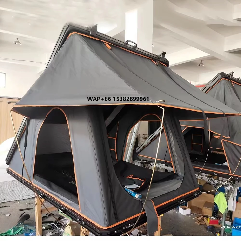 Wholesale Aluminum Roof Tent Best Outdoor Camping Car Rooftop with Triangular Hard Shell and Oxford Fabric RV telescopic table