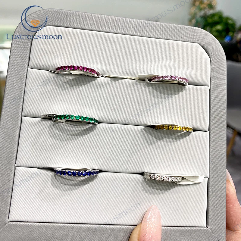 

Jewelry Hoop Rings By Lab Grown Gemstone Rainbow Color Synthetic Diamond AGL Certificate Finger Ring Customized Couple Gift