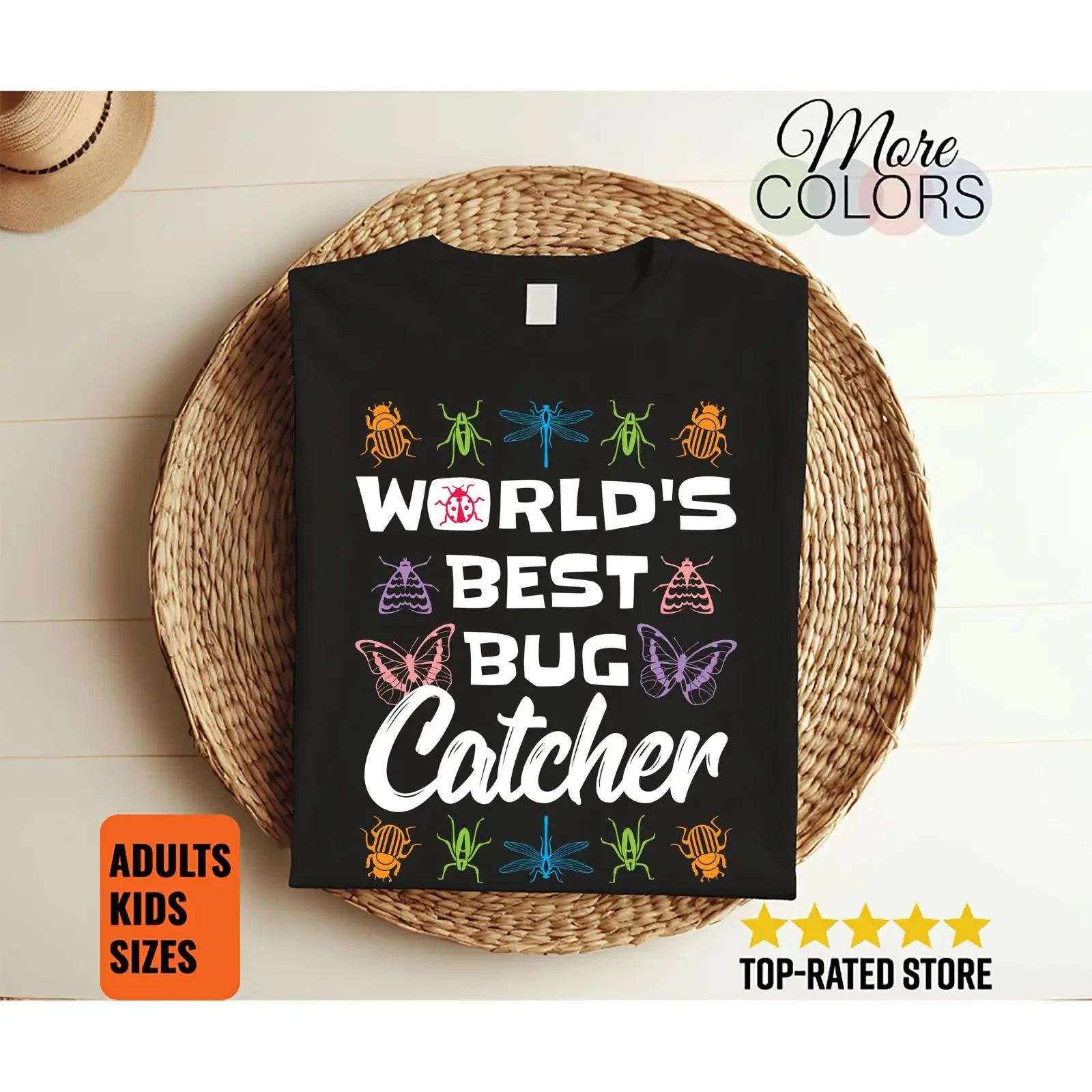 World's Best Bug Catcher T Shirt Funny Insect Entomology For Kids Adults vintage Washed Comfortable Top For Everyday Wear Soft