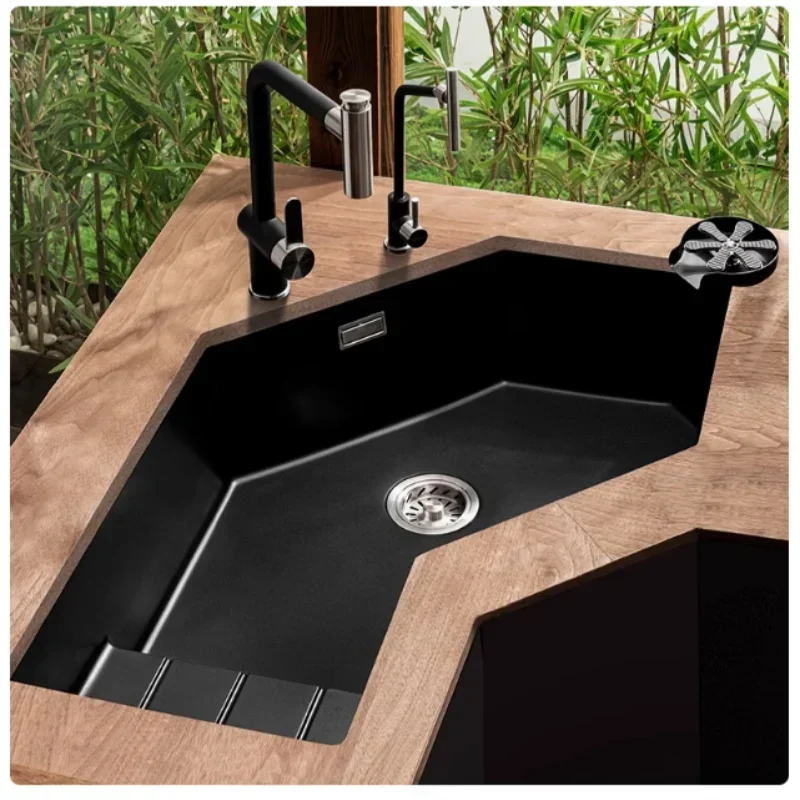 

Горячая Распродажа, угловая раковина в форме ромба, большая раковина из кварцевого камня, кухонная раковина для овощей неправильной формы, посудомоечная машина из гранита