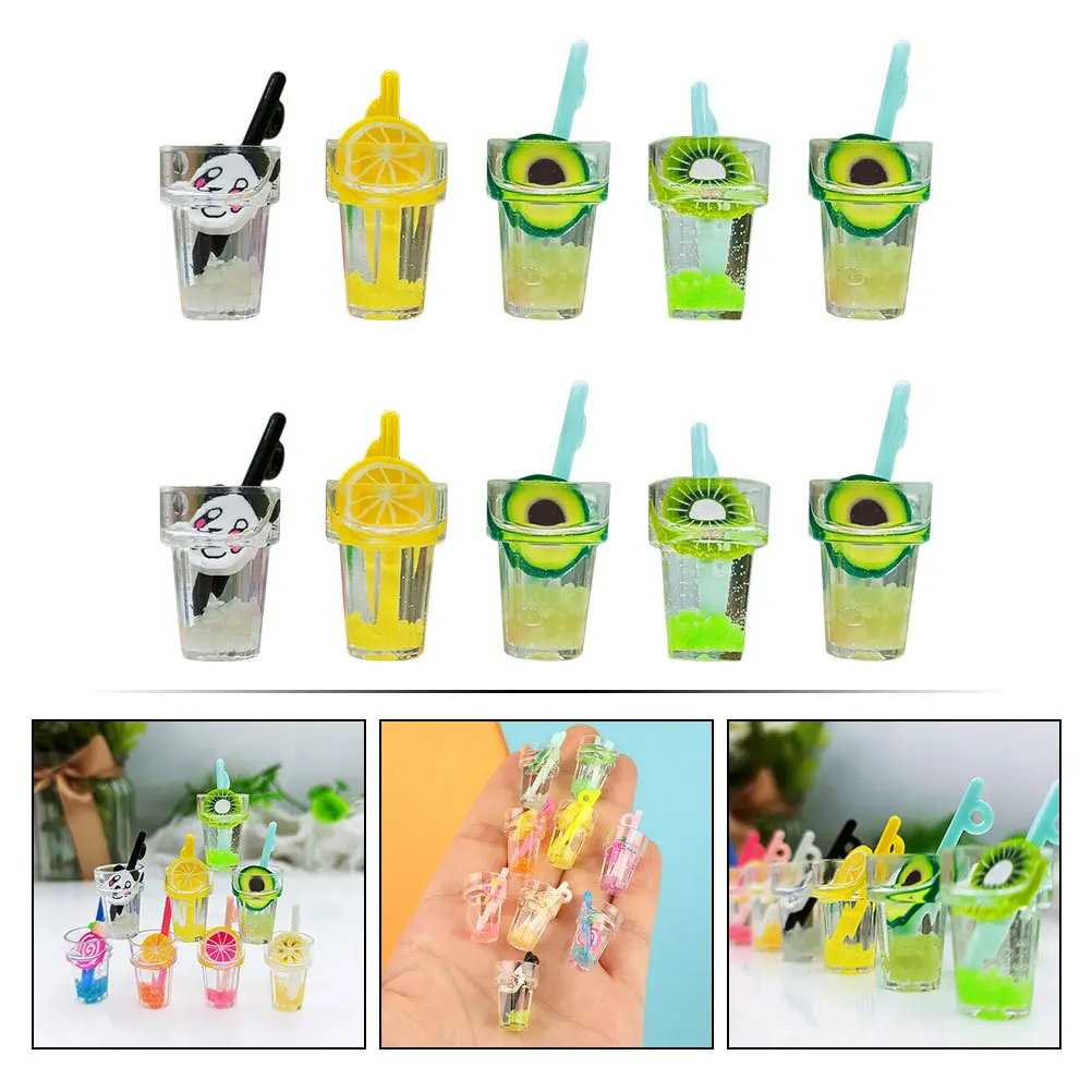 

10Pcs Simulated Mini Drinks Bottle for Miniature Food Decor Plastic Fake Beverage Ornament Set Mixed Color Small Space